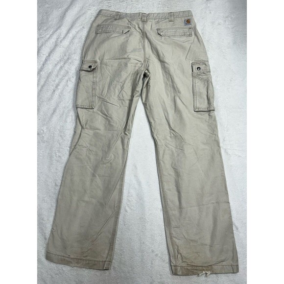 Carhartt Relaxed Fit Men's Size 38x33 Canvas Biege Tan Cargo Pants 100272-232 - Picture 10 of 12
